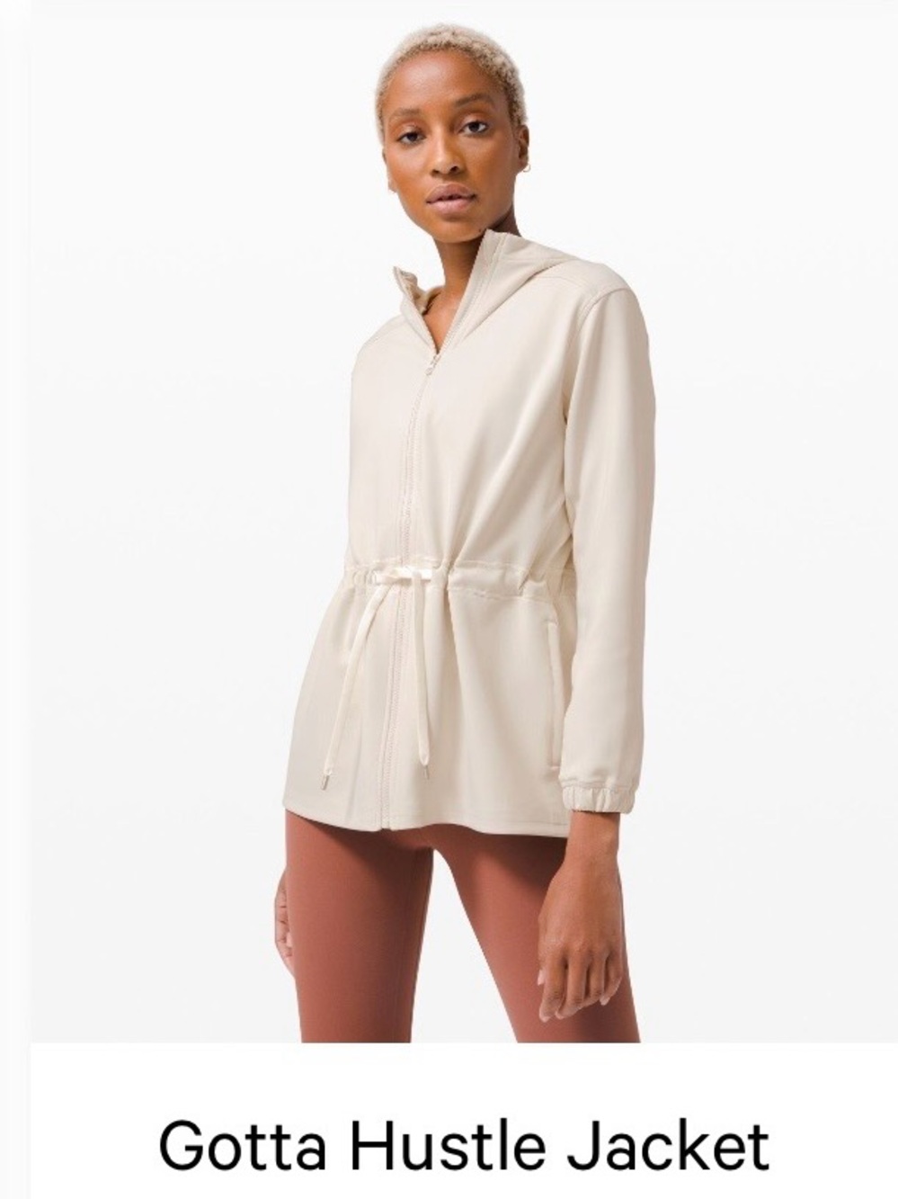 Gotta Hustle Jacket - Light Ivory - Drawstring Zip Jacket - Perfect Condition